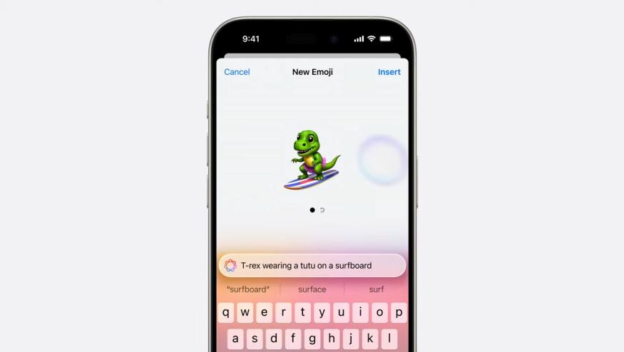 A demo of Apple Intelligence being used to make a custom Genmoji.