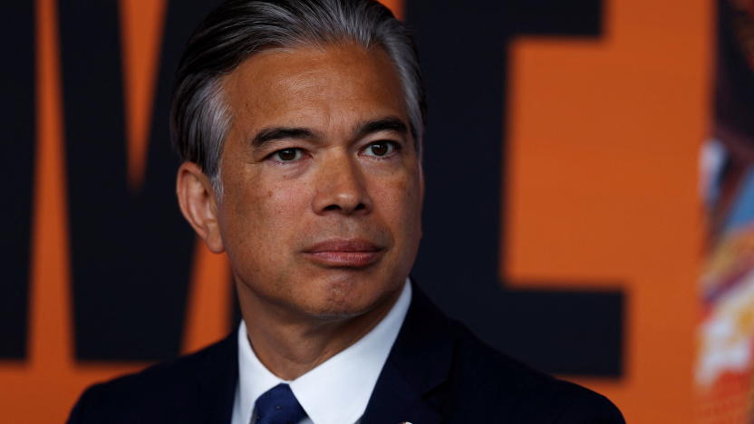 California Attorney General Rob Bonta sits, during a press conference announcing a lawsuit against oil giant Exxon Mobil over its alleged role in global plastic waste pollution at Climate Week in New York City, U.S., September 23, 2024. REUTERS/Shannon Stapleton